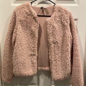 H&M furry rose coat